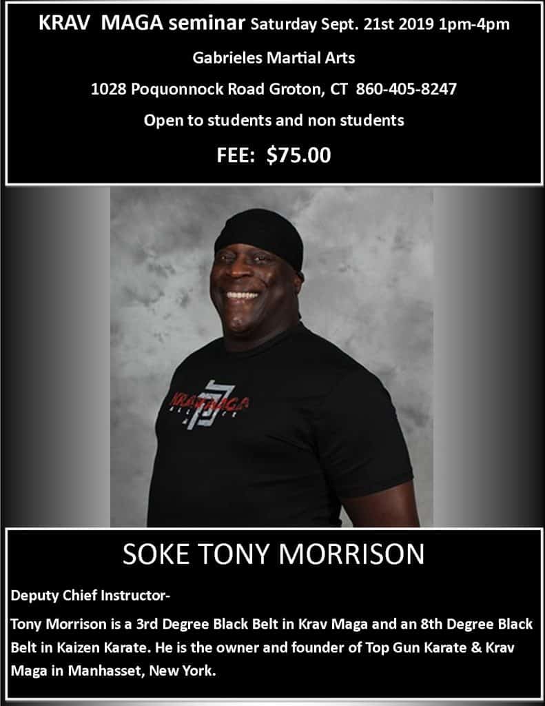 Soke Tony Morrison at Gabrieles Martial Arts Sept. 21, 1-4pm