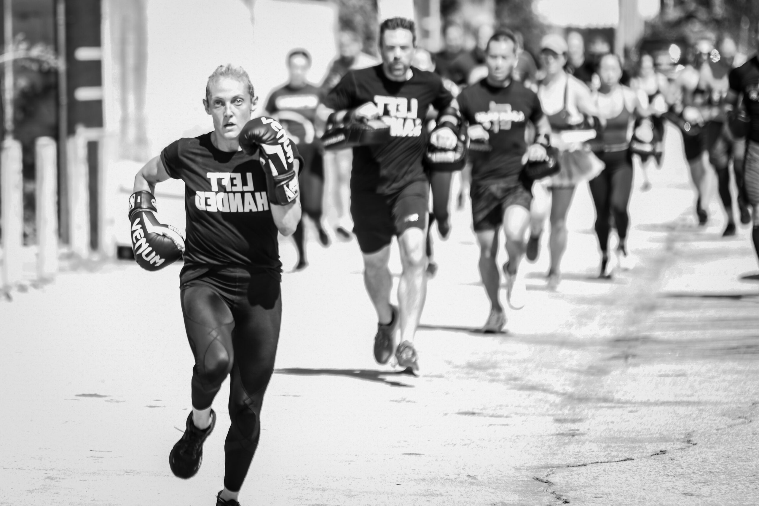 Alliance members running together during a conditioning drill